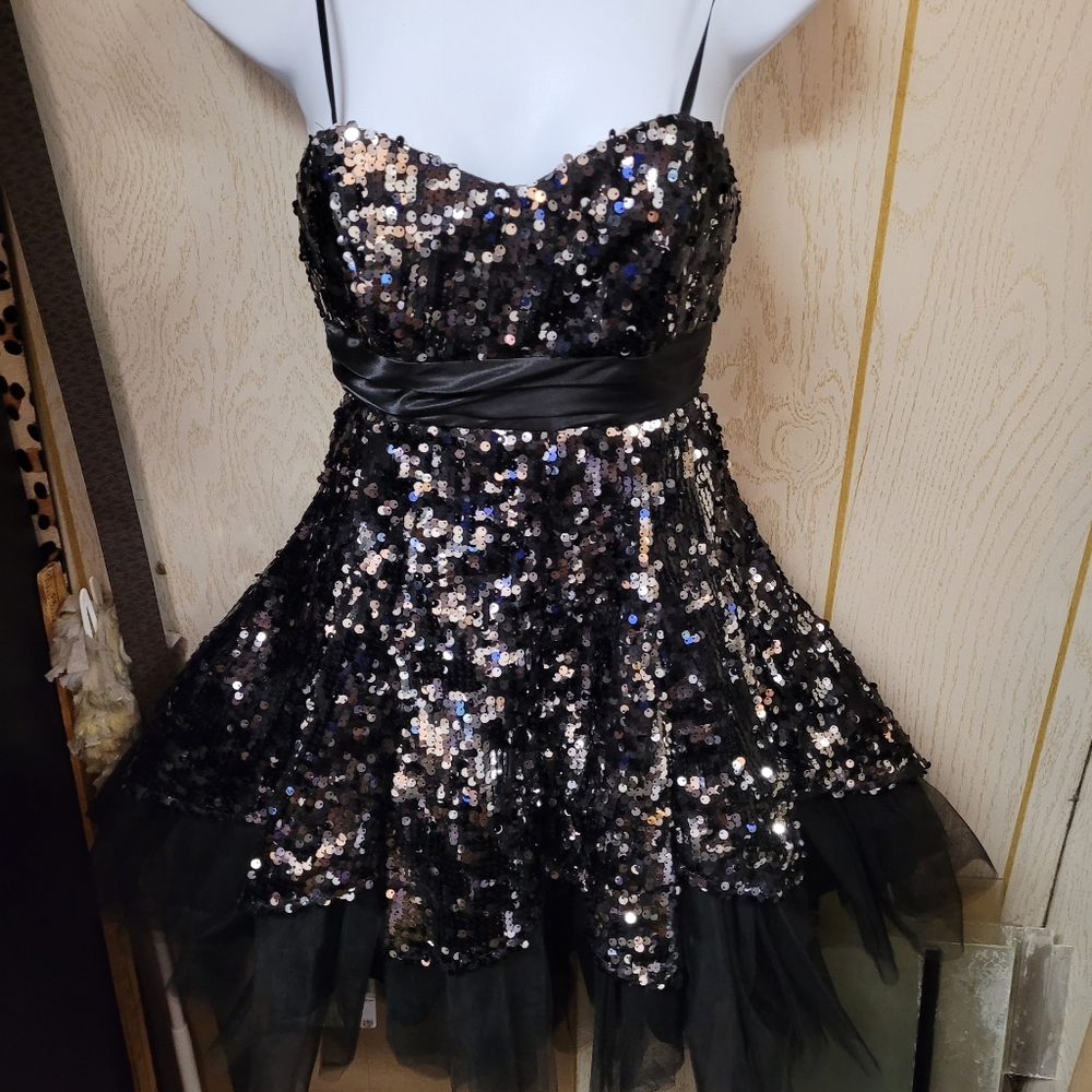 Deb Black Sequin Evening Dress